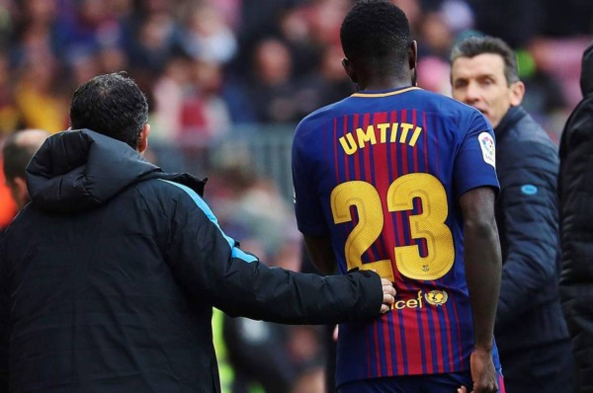 Samuel Umtiti se lesiona en partido del Barcelona ante el Celta