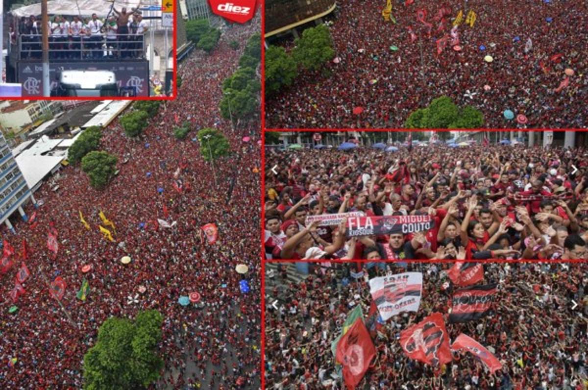 Eufórica celebración del Flamengo en Río de Janeiro tras ganar la Copa Libertadores
