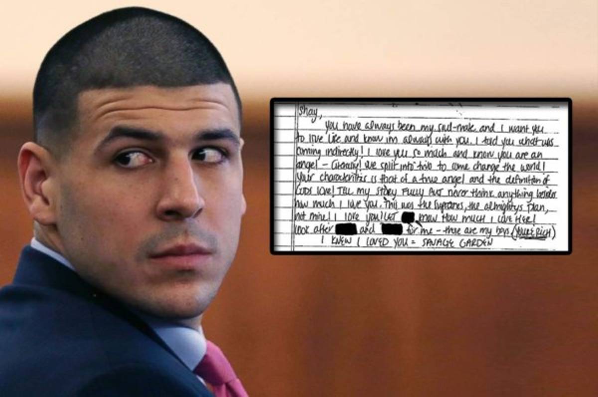 Revelan la carta que dejó Aaron Hernández a su prometida antes del suicidio