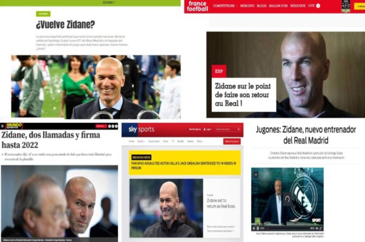 La prensa mundial resalta en sus portadas el regreso de Zidane al Real Madrid