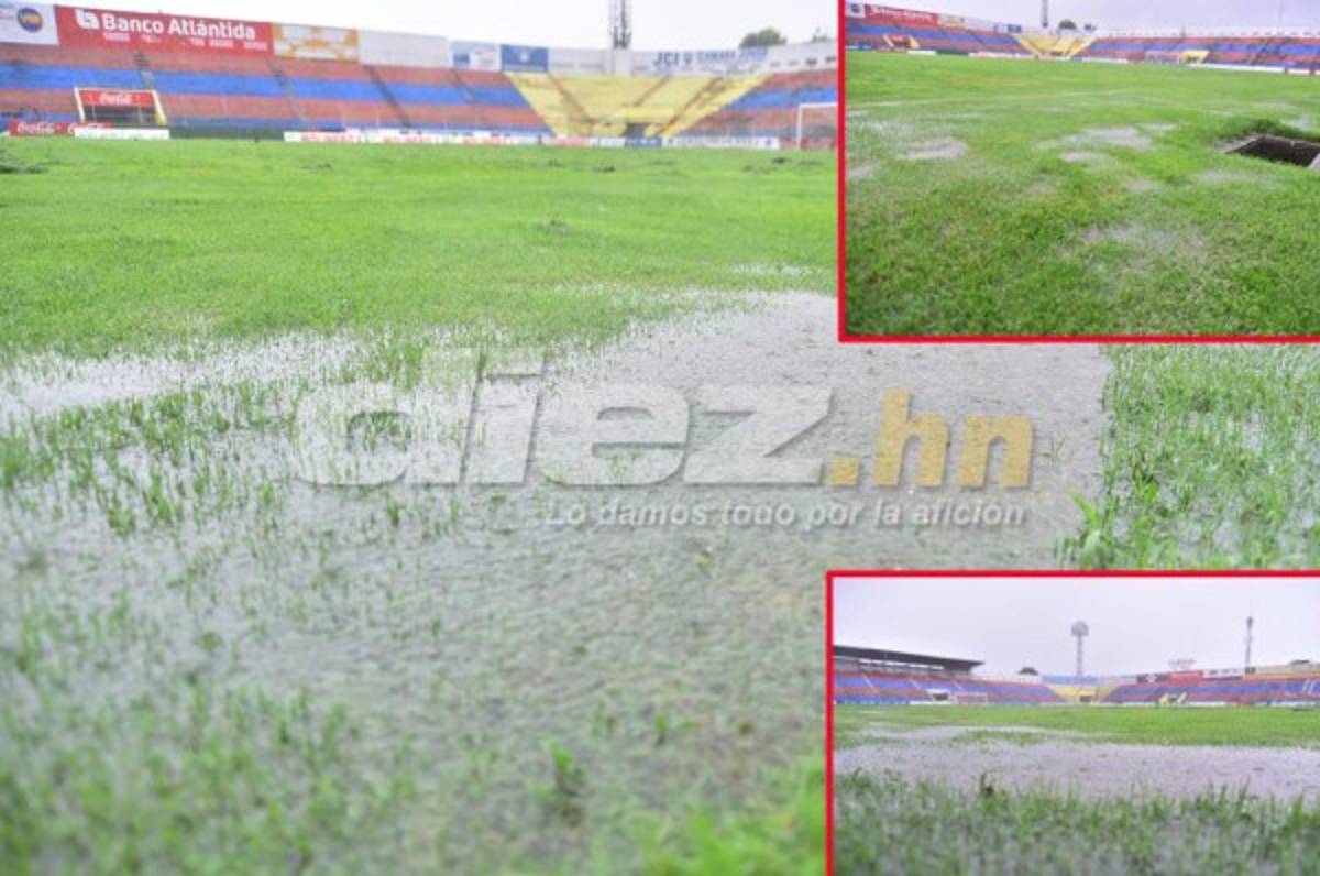 ¡INUNDADO! El estadio ceibeño se ha convertido en un verdadero pantano