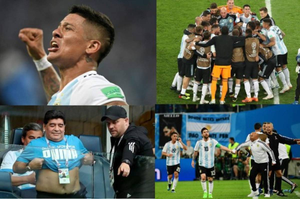 Lo que no se vio en TV: La fría celebración de Sampaoli con Messi y el show de Maradona en las gradas