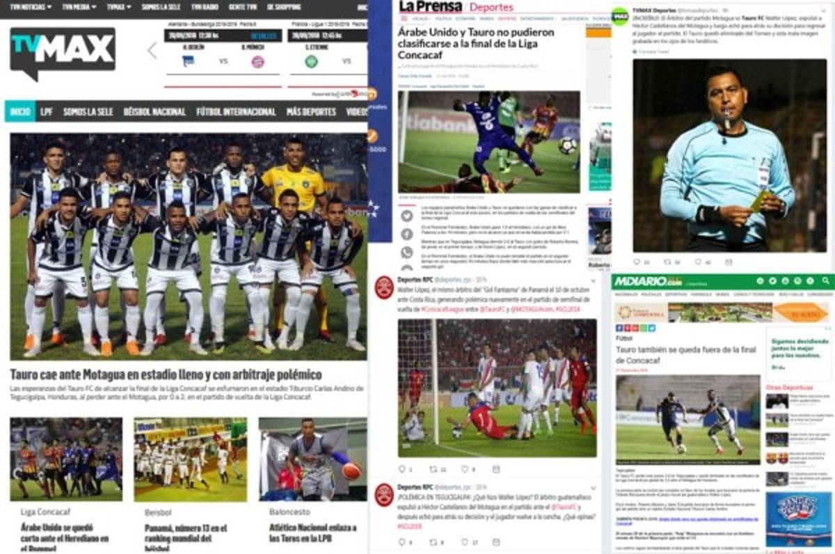 Prensa panameña: Tauro queda eliminado 'con polémica' y culpa al árbitro Walter López