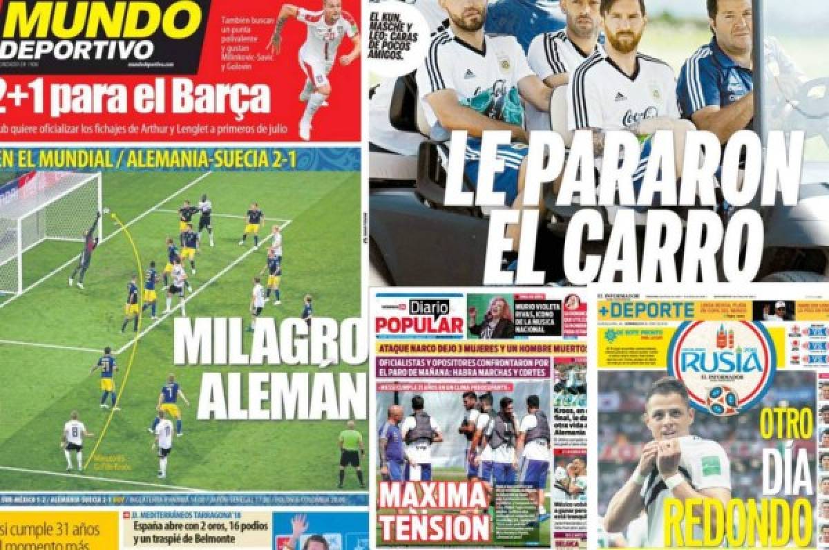 Las portadas por el mundo: La crisis de Argentina en el Mundial y el milagro alemán
