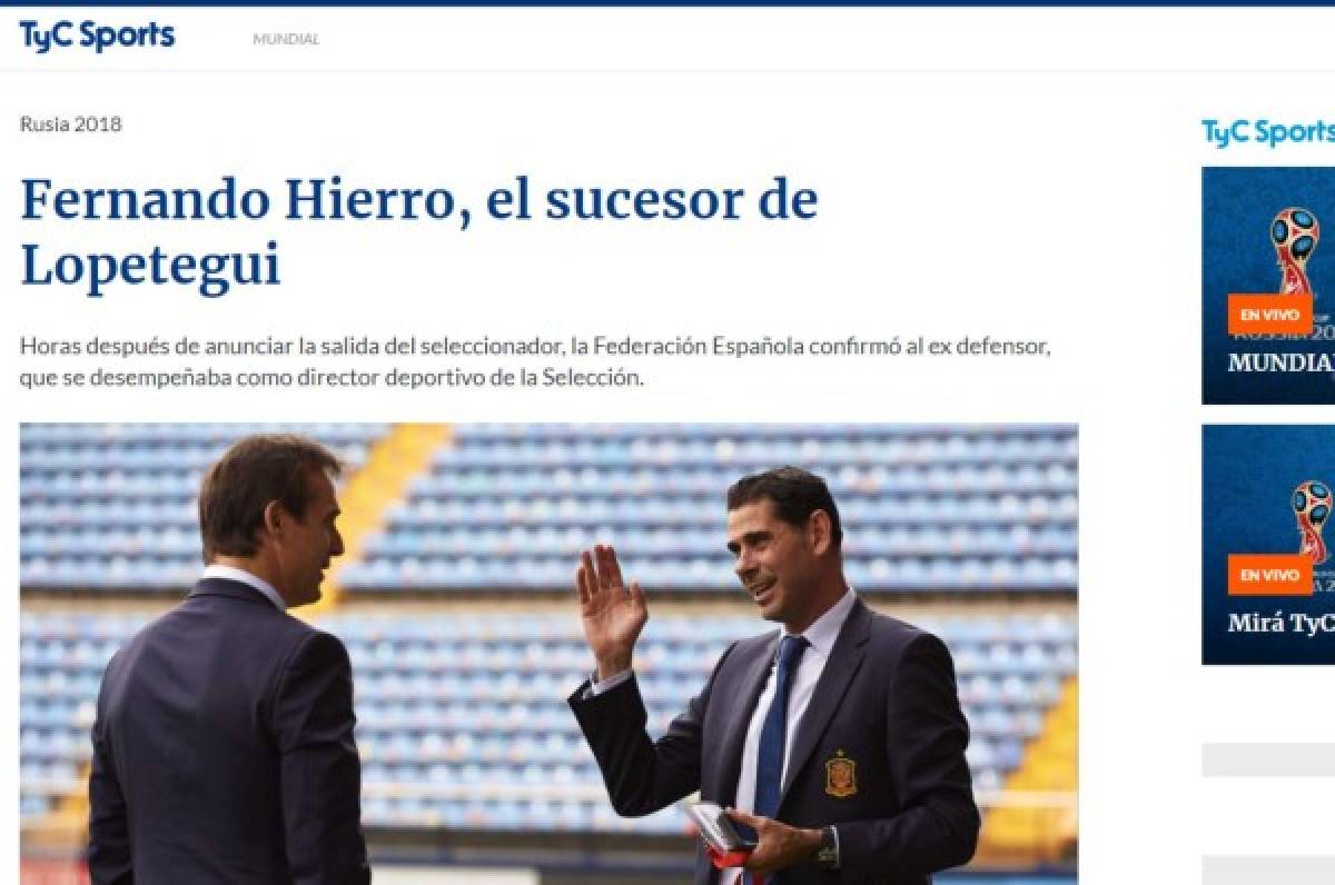 'Guerra Civil' y 'alta traición', titulares de la prensa mundial tras despido de Lopetegui