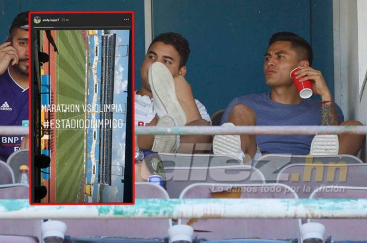 Andy Najar, el espectador de lujo en el Marathón-Olimpia en el estadio Olímpico