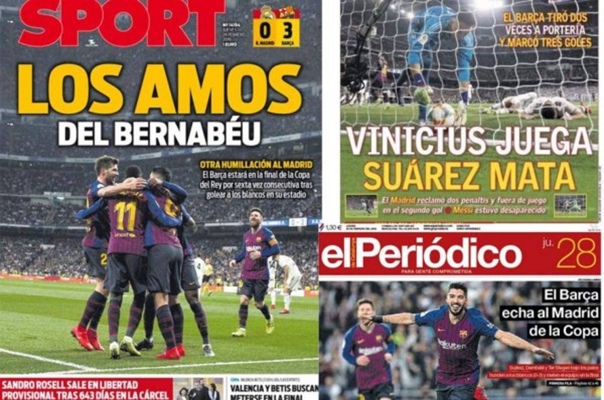 Las portadas por el mundo sobre la paliza del Barcelona ante el Real Madrid en Copa