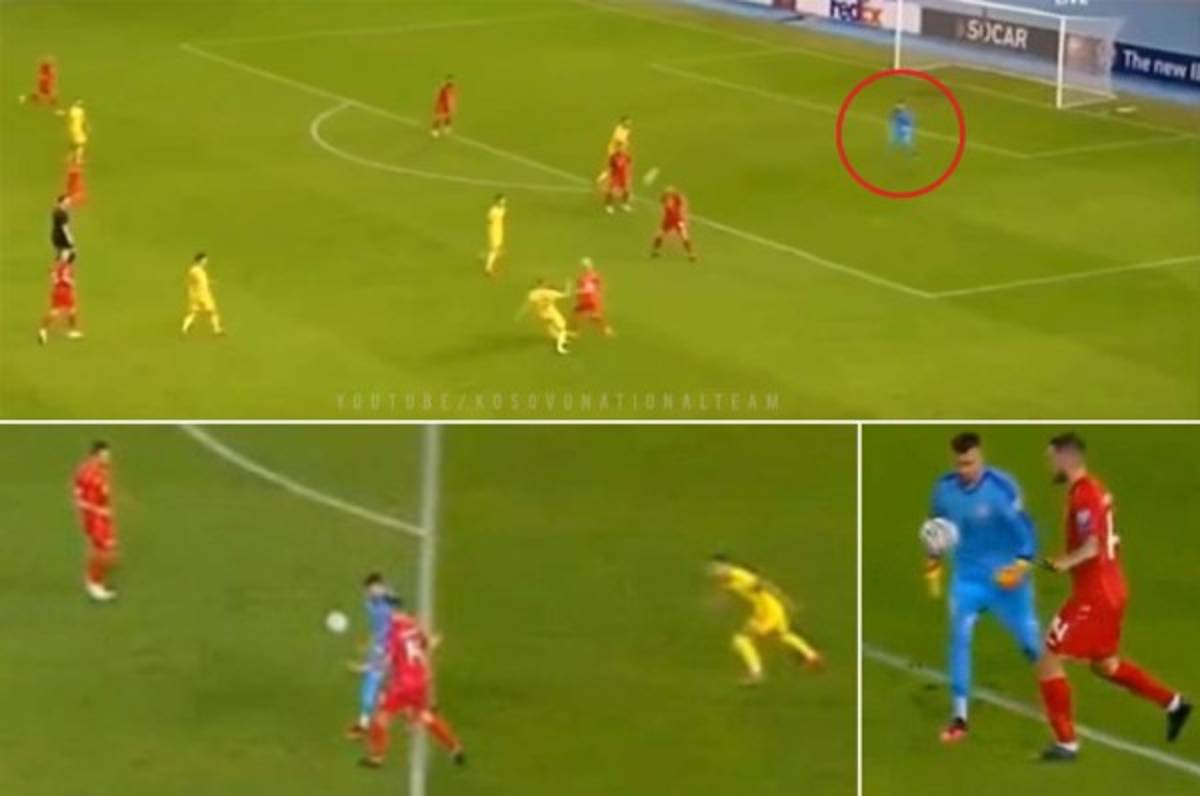 Kosovo marca el gol más torpe del 2020: el portero sale del área, no puede tomarla y provoca las risas