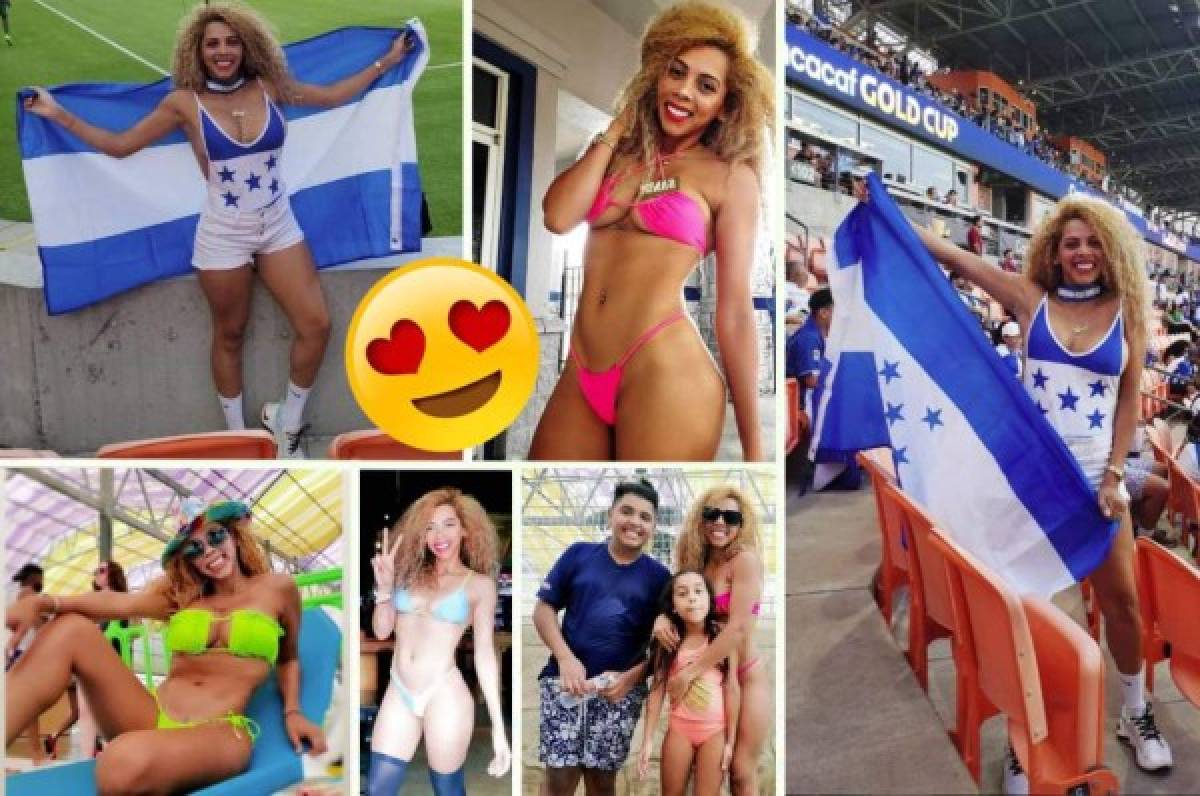 Sandy, la sexy catracha que deslumbró en el BBVA Stadium en el Honduras-Panamá por Copa Oro