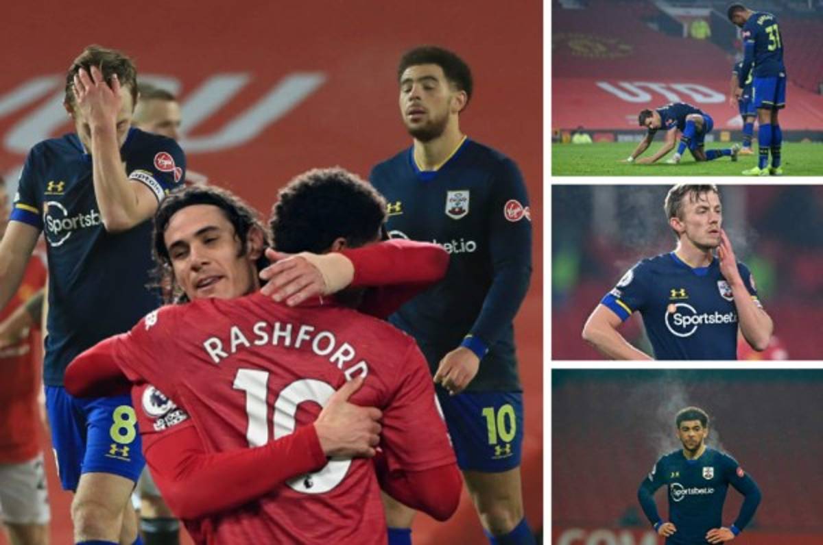 Hundidos y devastados: Así quedaron los futbolistas del Southampton tras la paliza del Manchester United