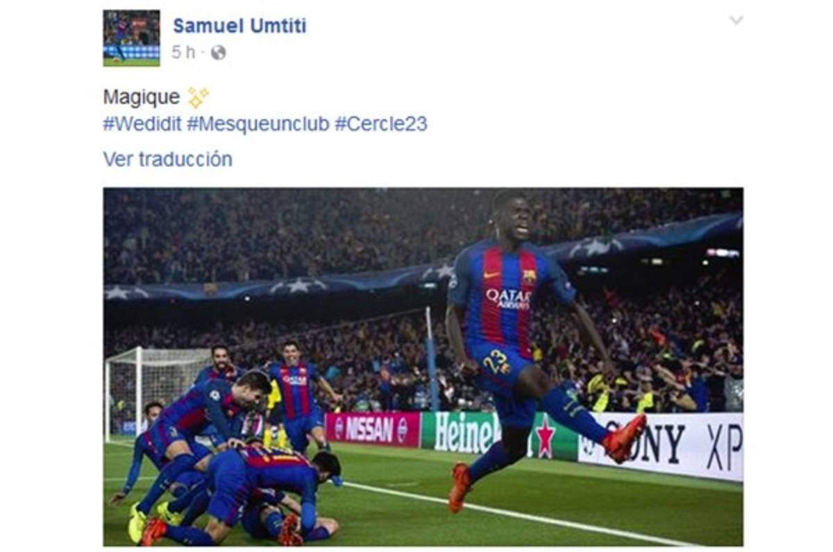 Jugadores del Barcelona celebran a lo grande en redes sociales su 'noche mágica'