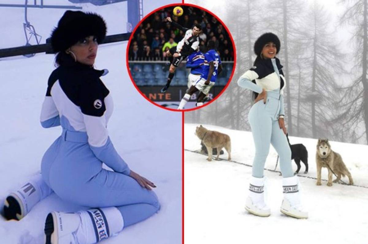 Georgina Rodríguez disfrutaba de la nieve mientras Cristiano Ronaldo marcaba un golazo
