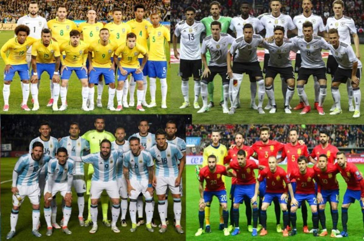 ¿Cuántos mundiales suma cada selección clasificada a Rusia?