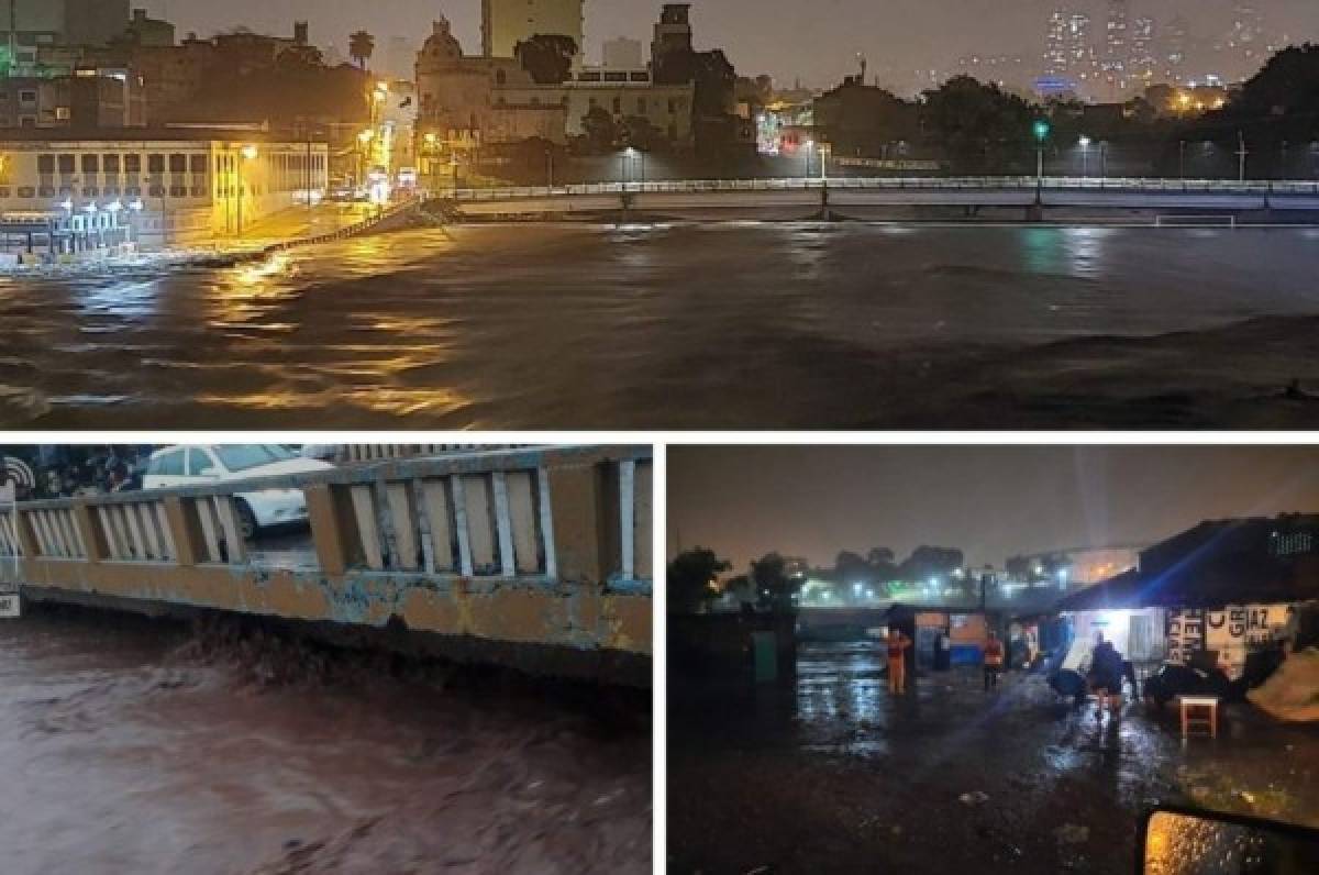 Impactantes fotos: El río Choluteca se desbordó en la primera avenida del centro de Tegucigalpa