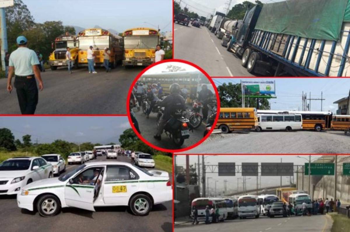 FOTOS: Carreteras bloqueadas por paro de transportistas de Honduras