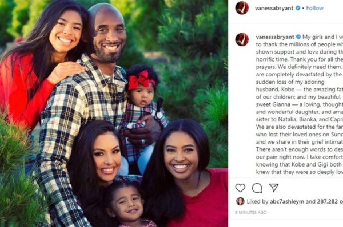 La desgarradora carta de Vanessa Laine, la esposa de Kobe Bryant: 'Estamos devastados”