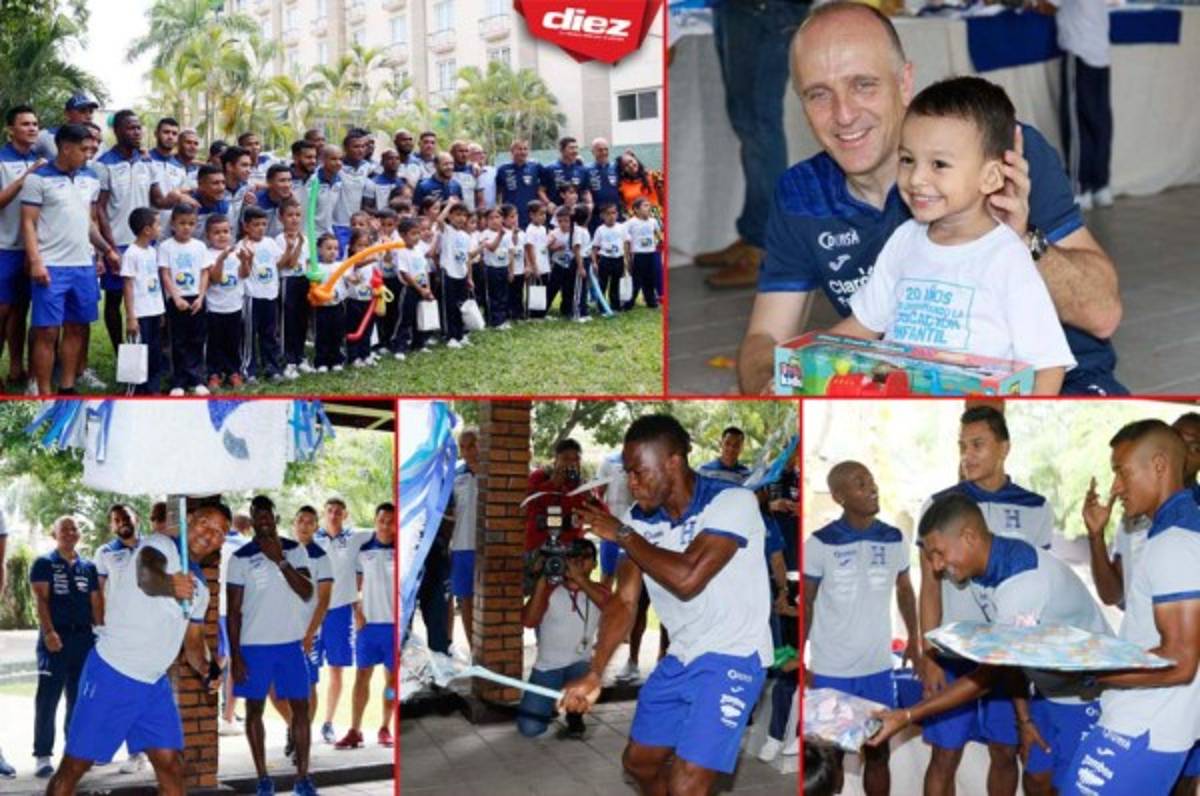 FOTOS: Jugadores de Selección de Honduras llevan alegría a un grupo de niños