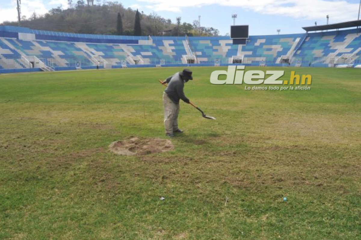 Así quedó la grama del Estadio Nacional luego de los actos del traspaso presidencial a Xiomara Castro.