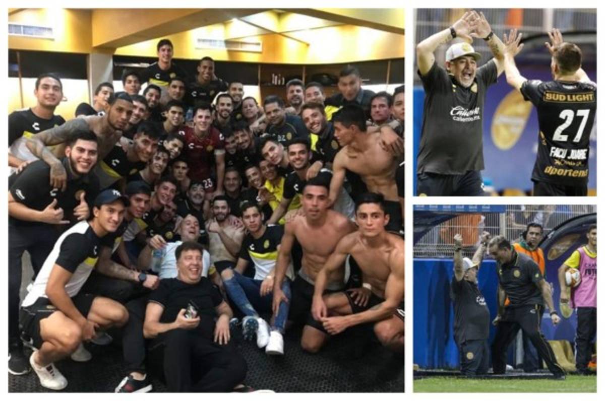 Los eufóricos festejos de Diego Maradona en su debut con Dorados de Sinaloa