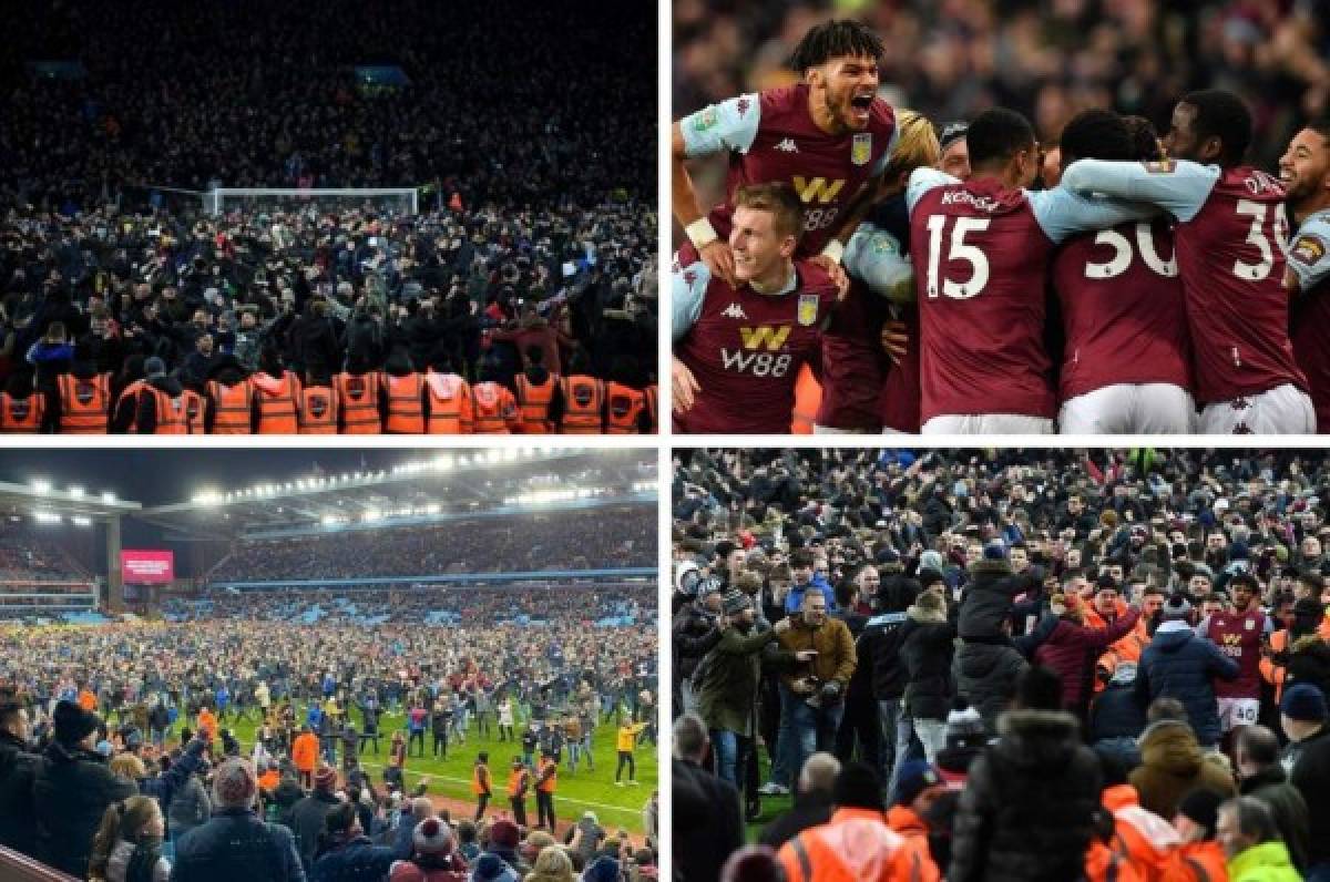 Locura e invasión de los aficionados del Aston Villa tras clasificar a una final 10 años después
