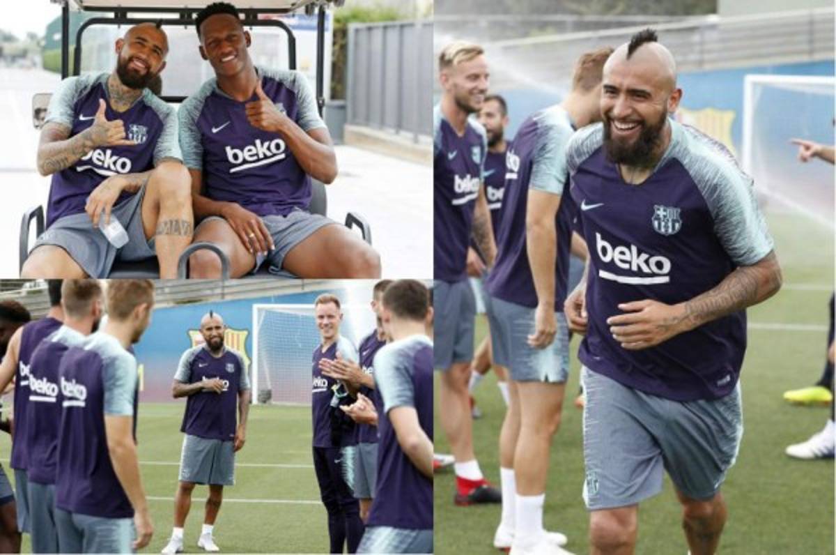 Así recibieron a Arturo Vidal en su primer entrenamiento con el FC Barcelona