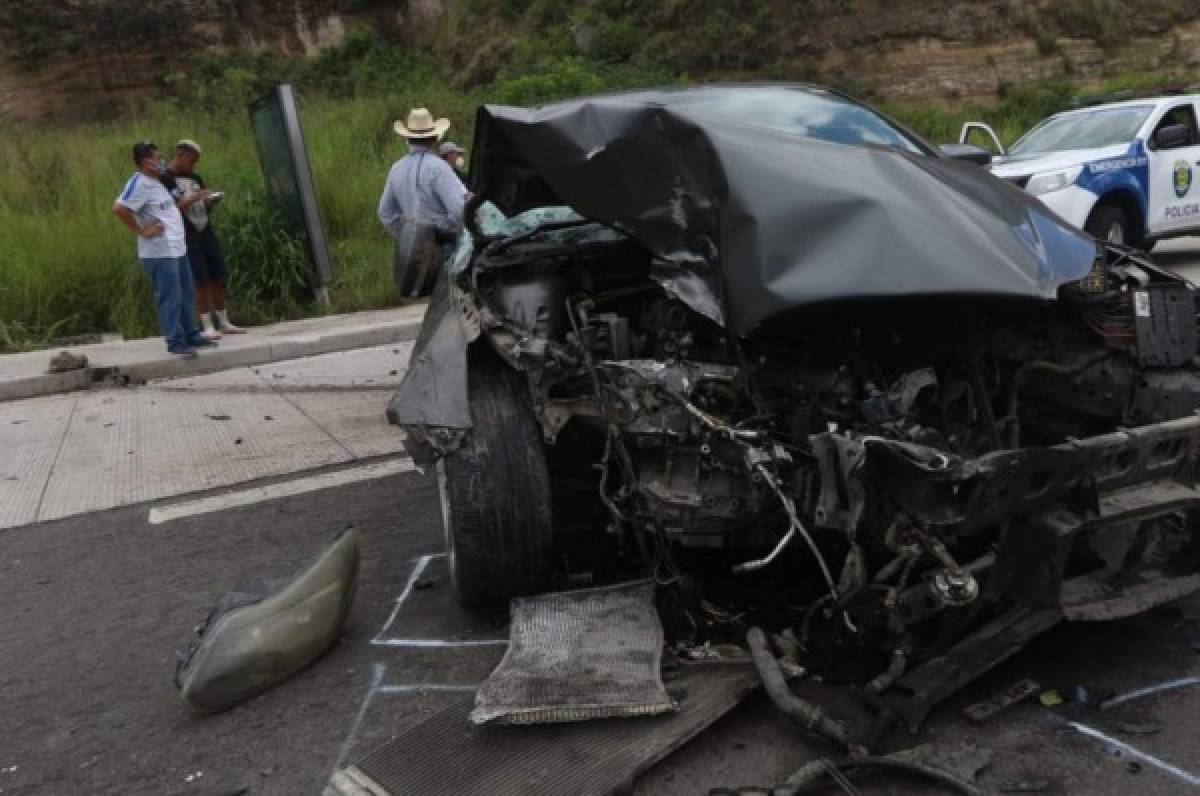 Así quedó el automóvil de Mayron Flores, jugador del Olimpia, tras sufrir accidente de tránsito