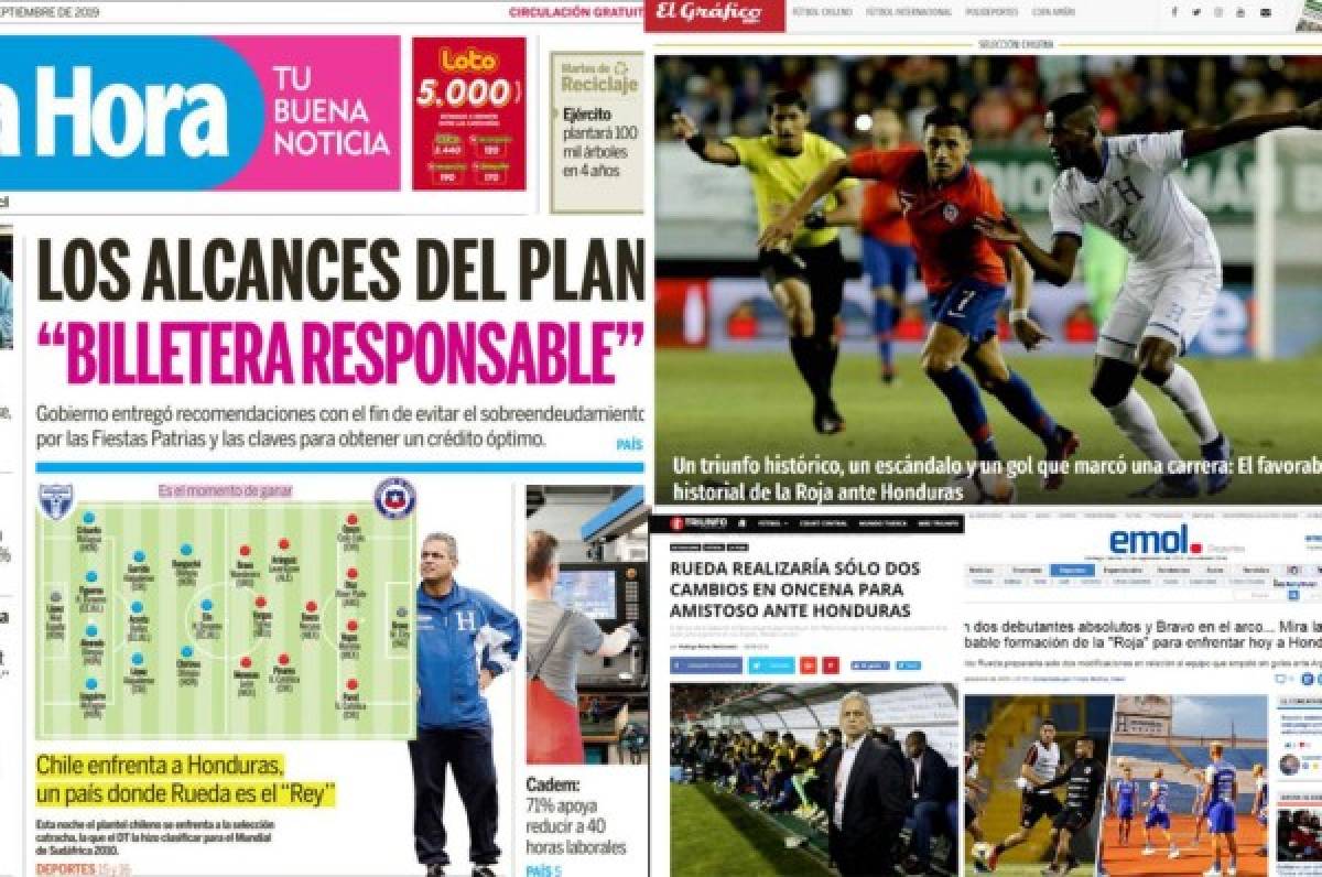 Lo que dice la prensa de Chile sobre el partido de hoy ante Honduras en estadio Olímpico