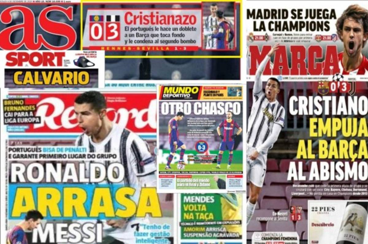 'El rey es Cristiano': Las portadas del mundo se rinden a Ronaldo tras vencer a Messi en Champions