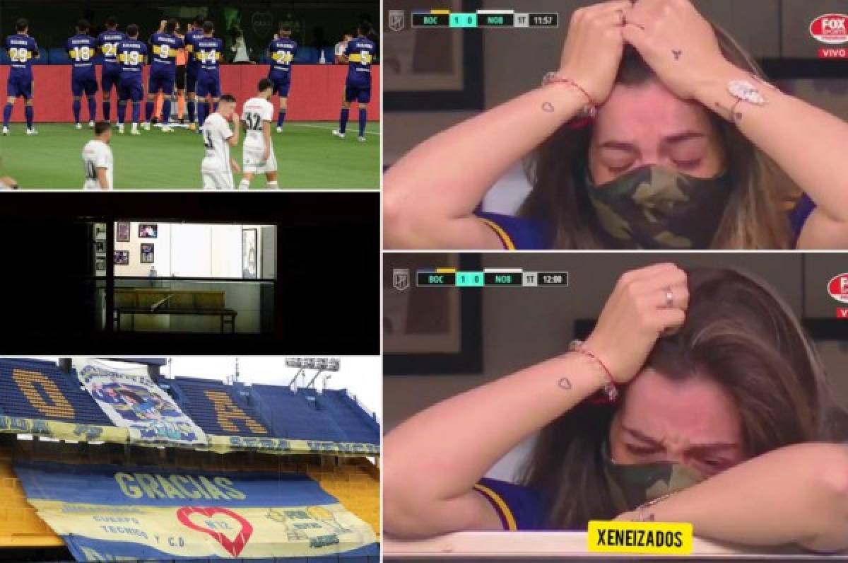 Boca Juniors marca un golazo y se lo dedican a Dalma: la hija de Maradona llora en el palco de La Bombonera