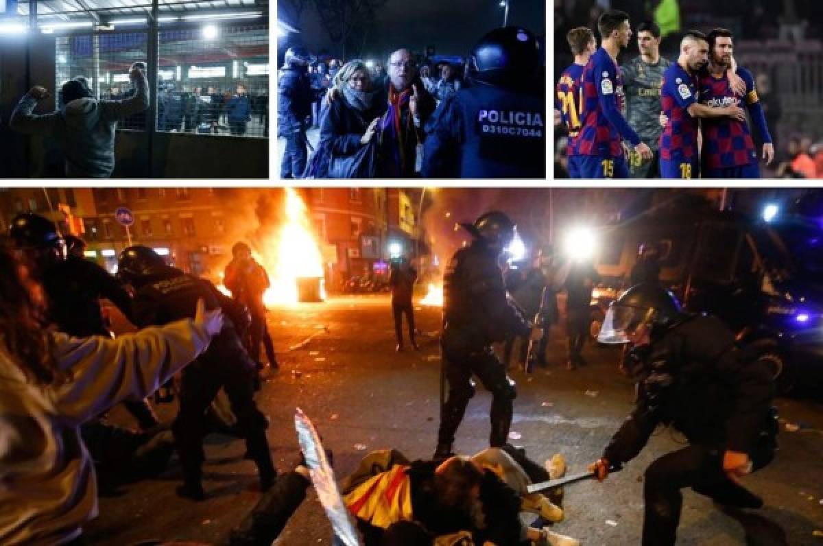 No se vio en TV del clásico: Caos, enfrentamientos y heridos en las afueras del Camp Nou