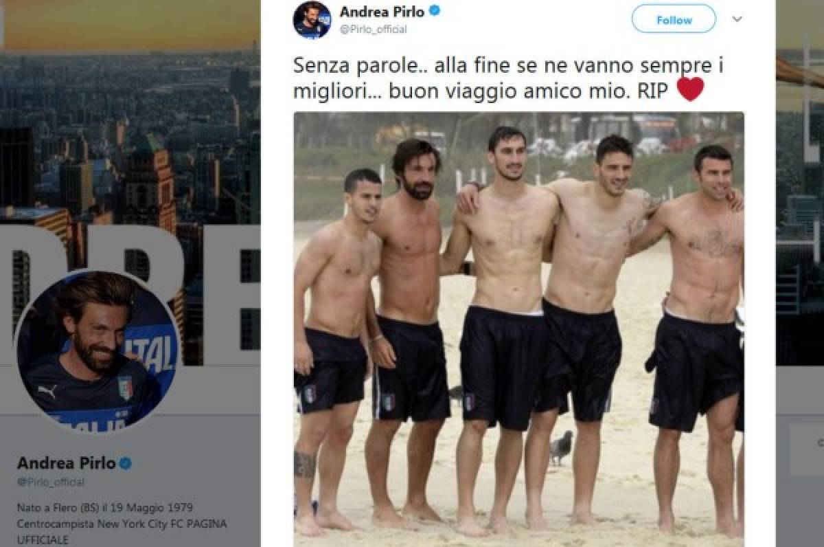 Los mensajes de condolencias a Davide Astori que comandan Totti, Buffon y Pirlo