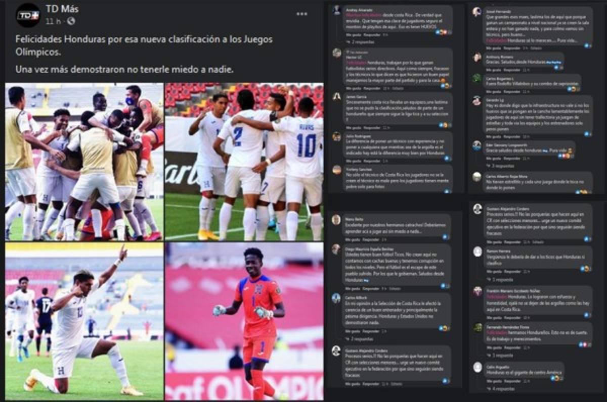Aficionados ticos felicitan a Honduras por el pase a Tokio y aprovecha para arremeter contra su selección