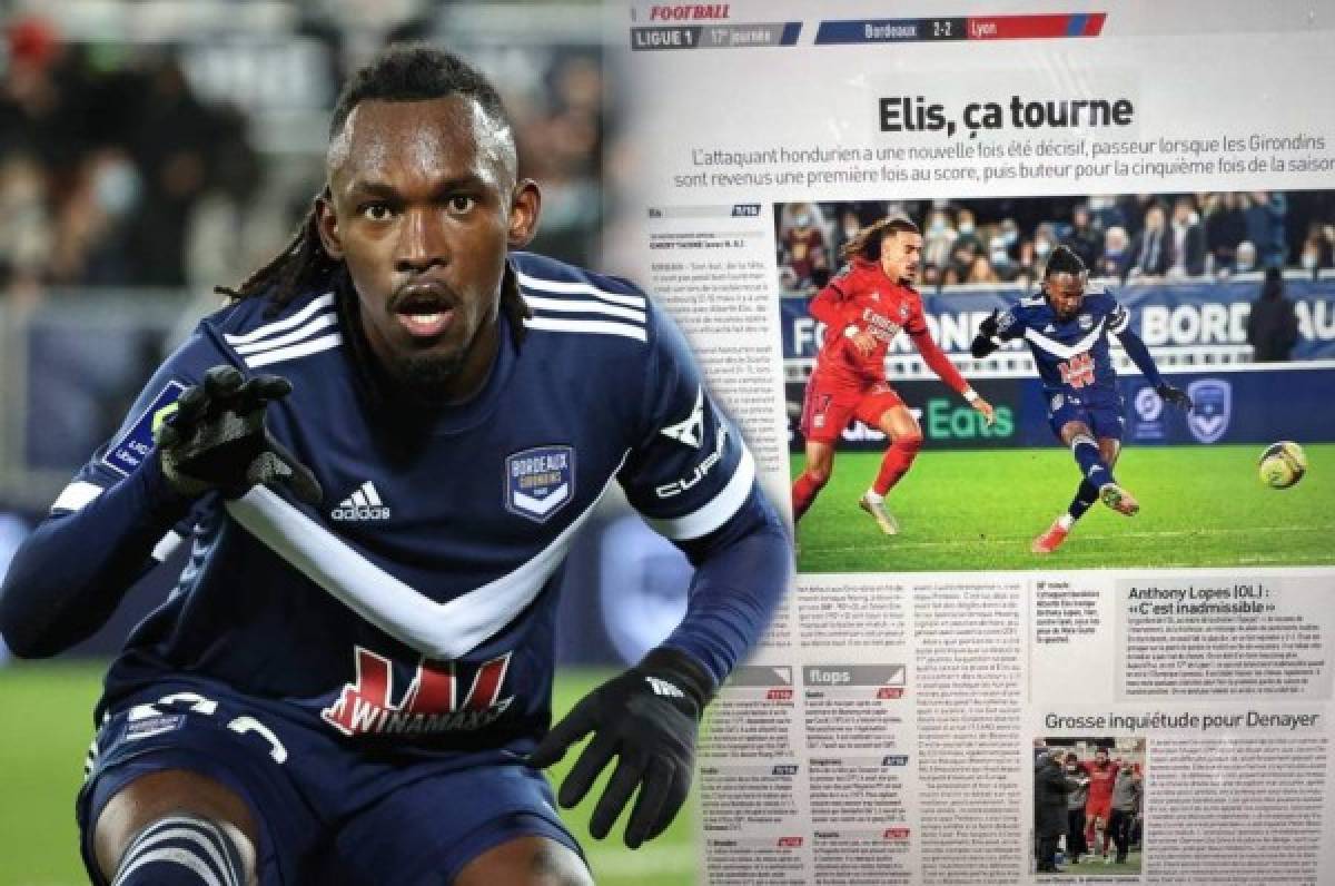 Tras otra brillante actuación con el Girondins, el prestigioso diario de Francia, L'Équipe, dedicó una página entera ovacionando al hondureño Alberth Elis.