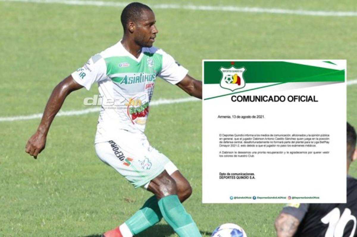 Deportes Quindío de Colombia sorprende y anuncia que ya no fichará a hondureño Dabirson Castillo