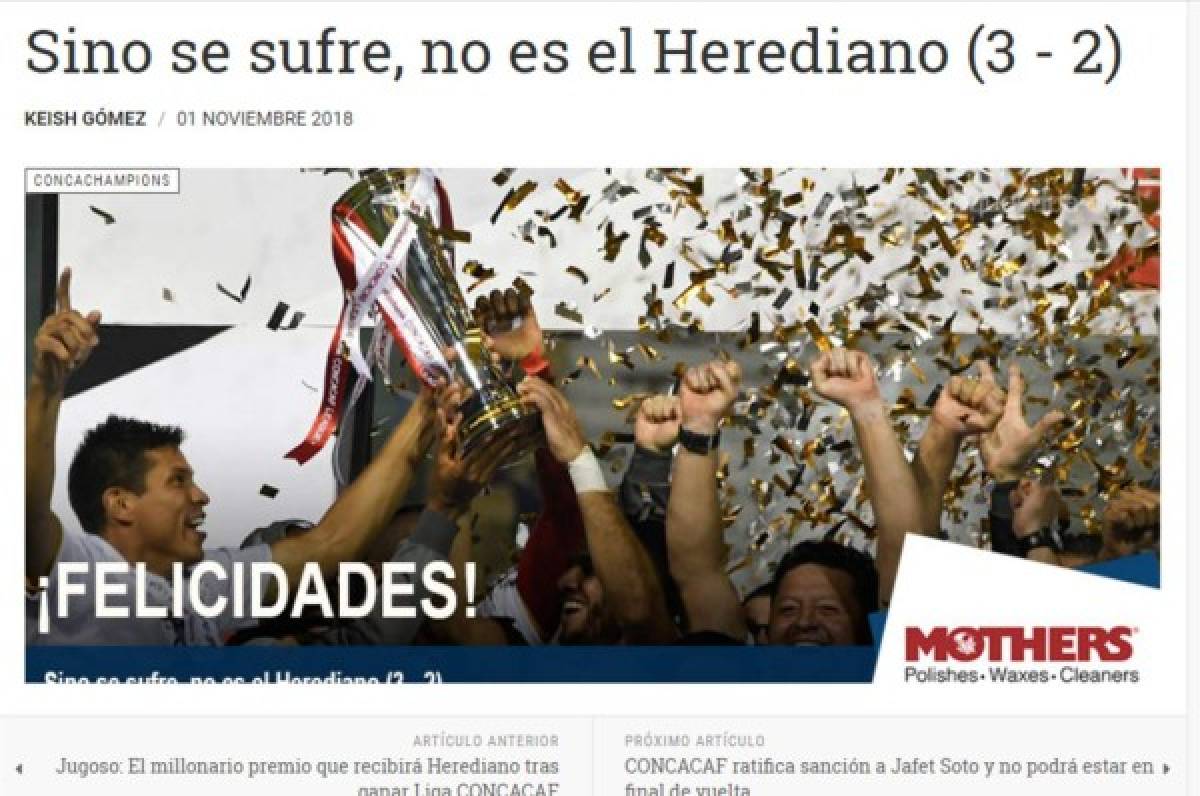 El orgullo de la prensa tica tras el triunfo del Herediano sobre Motagua