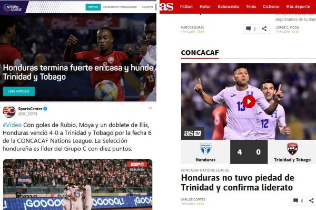 Lo que dice la prensa internacional sobre Honduras y su goleada a Trinidad y Tobago