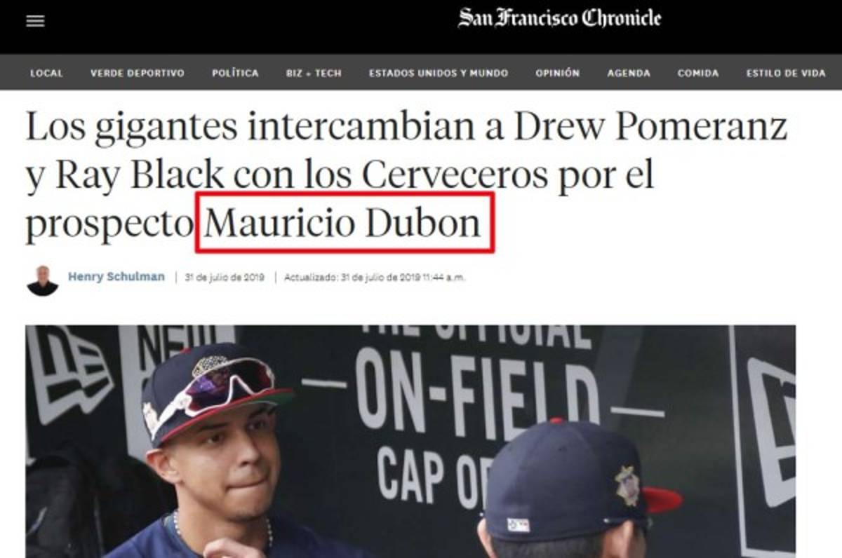 La prensa de EUA hace eco del traspaso de Mauricio Dubón a Giants