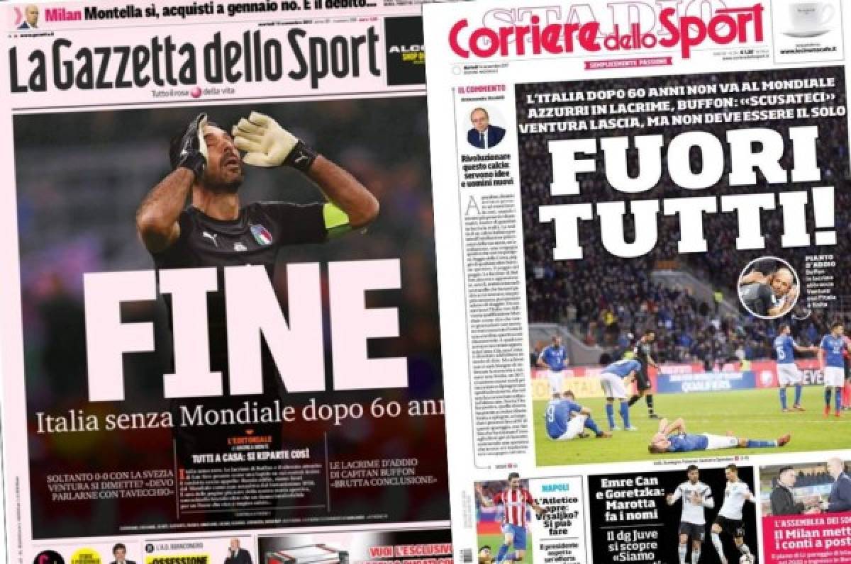Las portadas de la prensa italiana tras el fracaso de la 'azzurri'