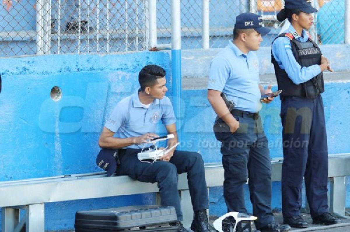 Policía Nacional vigila el Motagua-Marathón con drones en el estadio Nacional
