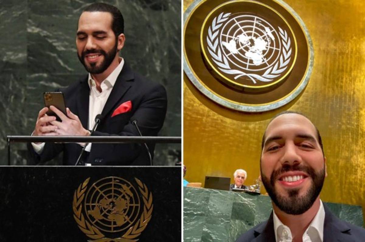 La 'selfie' de Nayib Bukele en estrado de la ONU para denunciar su 'formato obsoleto'