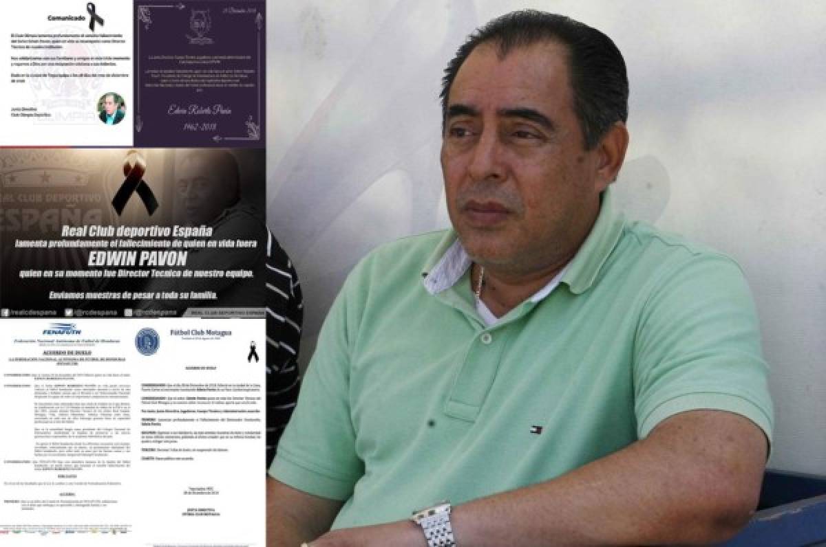 Clubes de Honduras se solidarizan con familia de Edwin Pavón tras su muerte