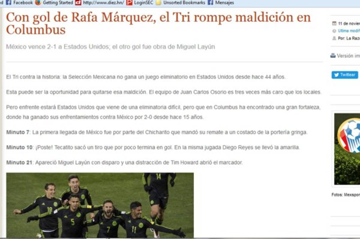 'Adiós fantasmas', 'El tri congeló Columbus', la prensa de México vibra con triunfo ante Estados Unidos