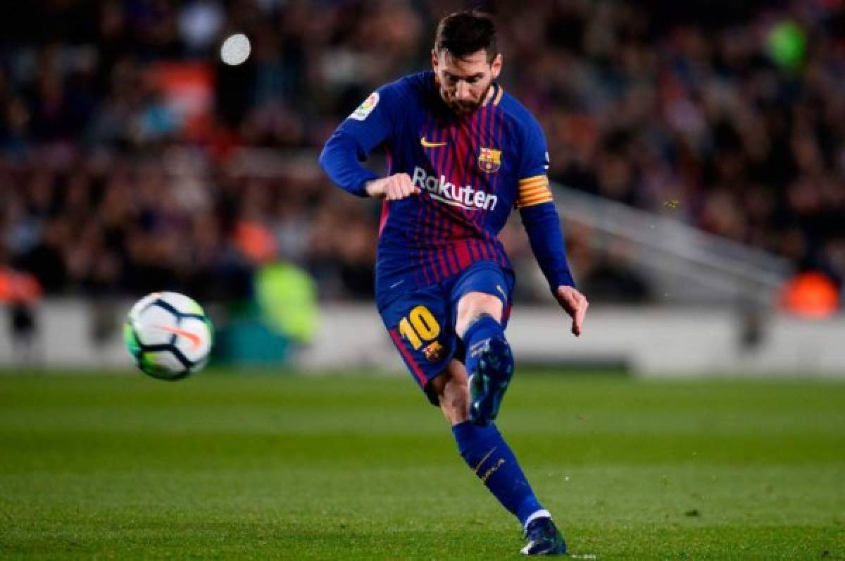 Momento en que Messi disparaba para poner su primer tanto ante el Leganés.