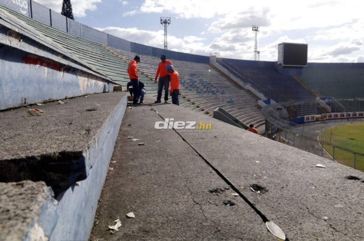 Vetusto, deteriorado y con grietas: Así luce el estadio Nacional de Tegucigalpa