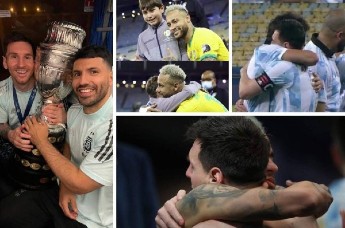 No se vio en TV: Messi celebró el título con su ídolo de siempre y el niño que buscó a Neymar