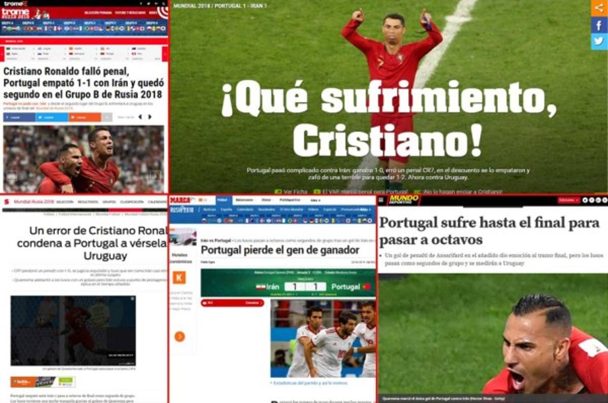 PORTADAS: Así ven a la Portugal de Ronaldo por su pase a octavos de Rusia 2018