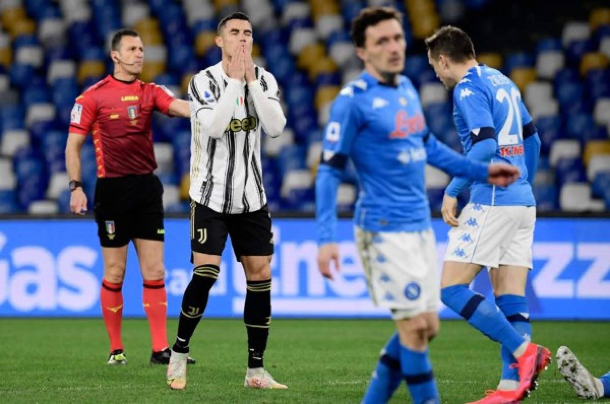 Juventus naufraga ante el Napoli; pierde, se aleja del liderato y Cristiano se va en blanco