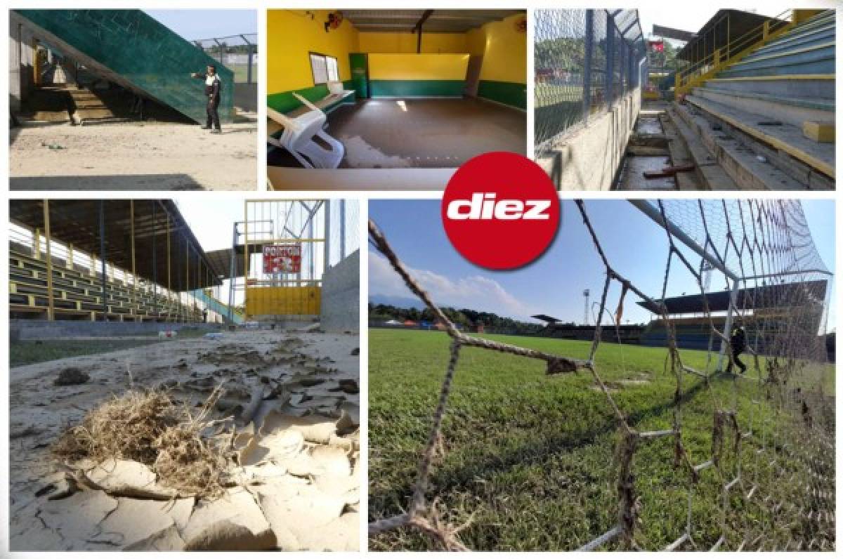 Las imágenes del estadio Humberto Micheletti de El Progreso tras el devastador paso de Eta