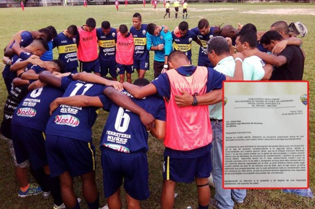 Boca Júnior amenaza con no presentarse a su partido de la Liga de Ascenso en Honduras