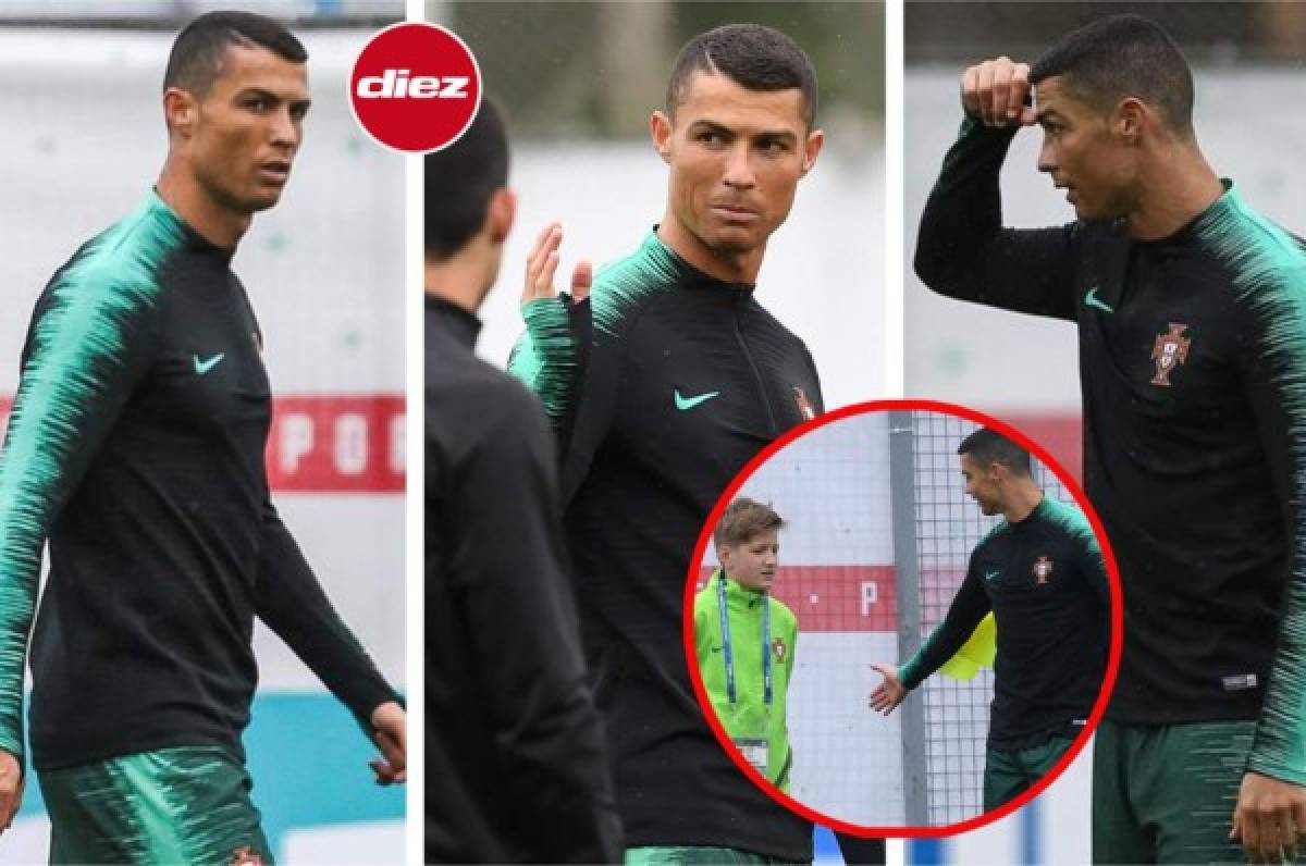 ¿Tristeza? Así fue captado Cristiano Ronaldo en su primer entrenamiento en Rusia